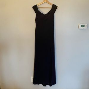 LONG FORMAL NAVY OFF THE SHOULDER DRESS (WORN ONCE)